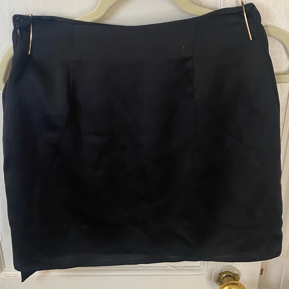 Black Satin Wrap Mini Skirt - Picture 2 of 4